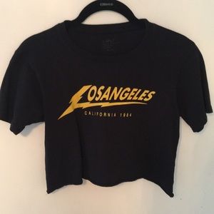 John Galt Black Cropped Tee w/ Yellow Los Angeles